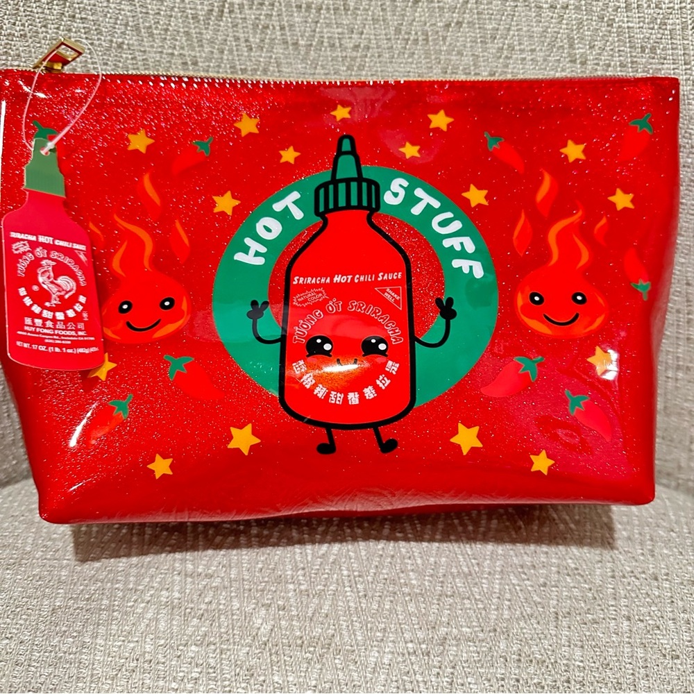 MAD Engine Hot Stuff Sriracha Glittery PVC Cosmetic or Travel Toiletry Bag